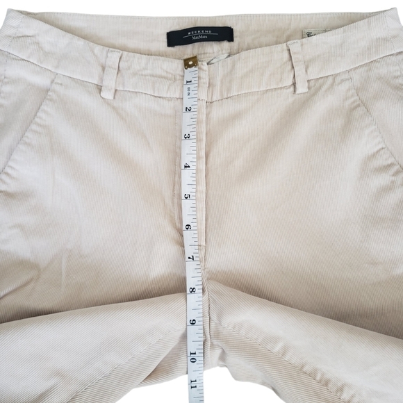 Max Mara Off White Corduroy Straight Leg Mid Rise Cropped Pants - Picture 9 of 11